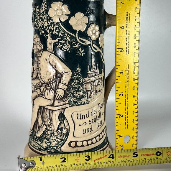 Vtg Lindenwirtin Beer Stein Mug Folk Song German Relief Stoneware .5L - Picture 12 of 12